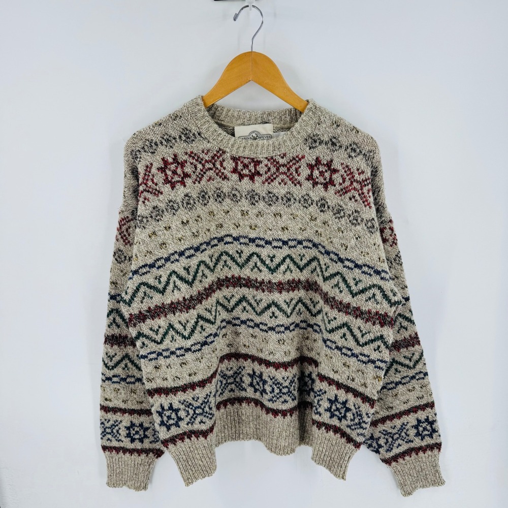 Vintage Cabin Fever At The Lodge Fair Isle Sweater Geometric Knit XL Heritage